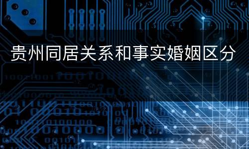 贵州同居关系和事实婚姻区分