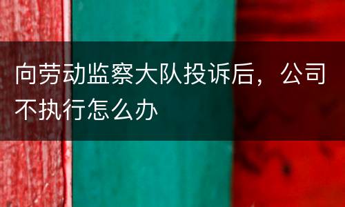 向劳动监察大队投诉后，公司不执行怎么办