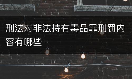 刑法对非法持有毒品罪刑罚内容有哪些