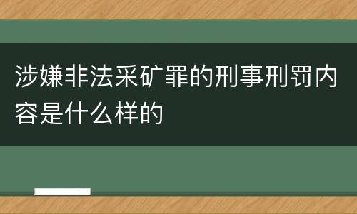 涉嫌非法采矿罪的刑事刑罚内容是什么样的