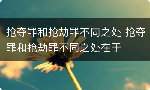 抢夺罪和抢劫罪不同之处 抢夺罪和抢劫罪不同之处在于