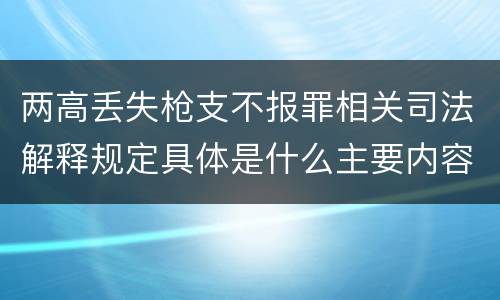 两高丢失枪支不报罪相关司法解释规定具体是什么主要内容