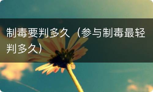 制毒要判多久（参与制毒最轻判多久）