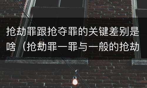 抢劫罪跟抢夺罪的关键差别是啥（抢劫罪一罪与一般的抢劫罪区别）