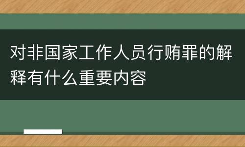 对非国家工作人员行贿罪的解释有什么重要内容
