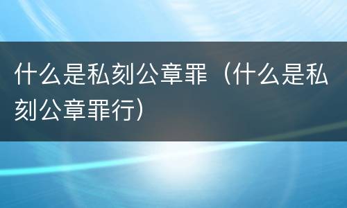什么是私刻公章罪（什么是私刻公章罪行）