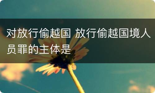 对放行偷越国 放行偷越国境人员罪的主体是