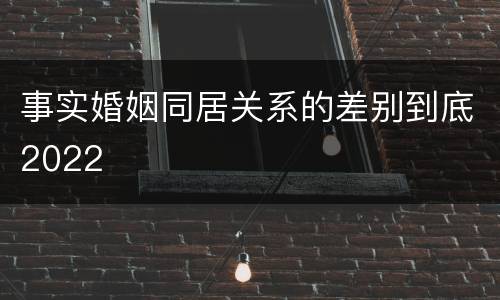 事实婚姻同居关系的差别到底2022