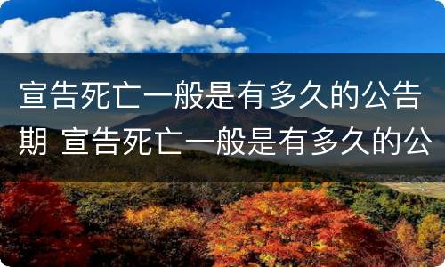 宣告死亡一般是有多久的公告期 宣告死亡一般是有多久的公告期限
