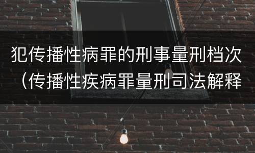犯传播性病罪的刑事量刑档次（传播性疾病罪量刑司法解释）
