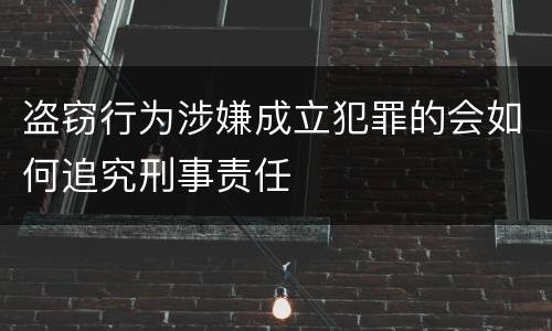 盗窃行为涉嫌成立犯罪的会如何追究刑事责任