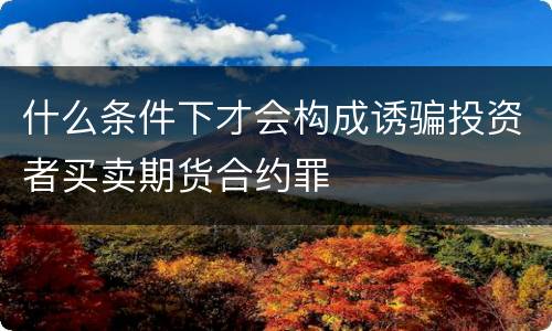 什么条件下才会构成诱骗投资者买卖期货合约罪
