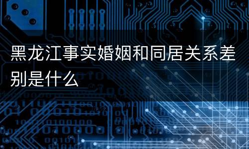 黑龙江事实婚姻和同居关系差别是什么
