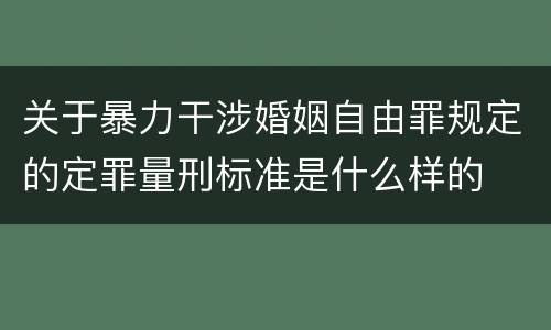 关于暴力干涉婚姻自由罪规定的定罪量刑标准是什么样的