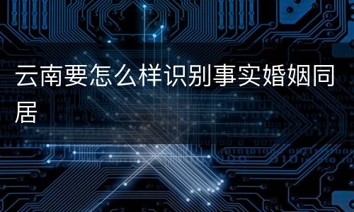 云南要怎么样识别事实婚姻同居