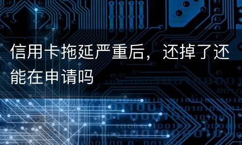 信用卡拖延严重后，还掉了还能在申请吗