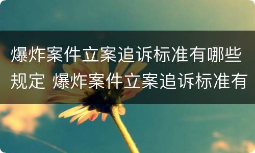爆炸案件立案追诉标准有哪些规定 爆炸案件立案追诉标准有哪些规定条件