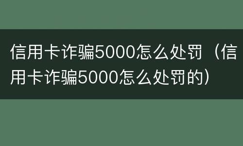 信用卡诈骗5000怎么处罚（信用卡诈骗5000怎么处罚的）