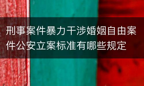 刑事案件暴力干涉婚姻自由案件公安立案标准有哪些规定