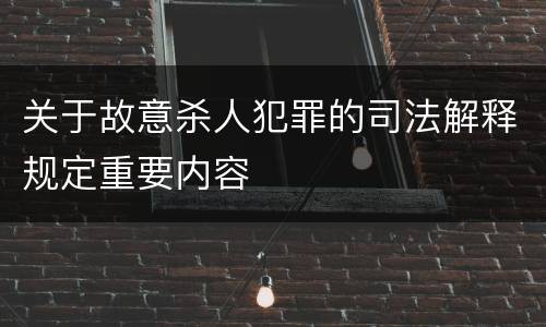 关于故意杀人犯罪的司法解释规定重要内容