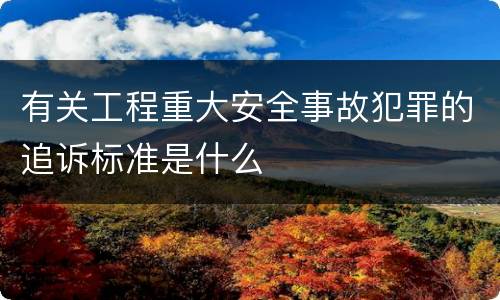 有关工程重大安全事故犯罪的追诉标准是什么