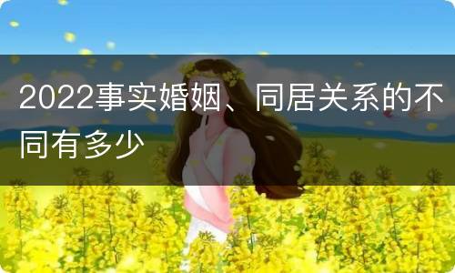 2022事实婚姻、同居关系的不同有多少
