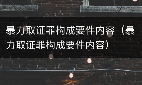暴力取证罪构成要件内容（暴力取证罪构成要件内容）