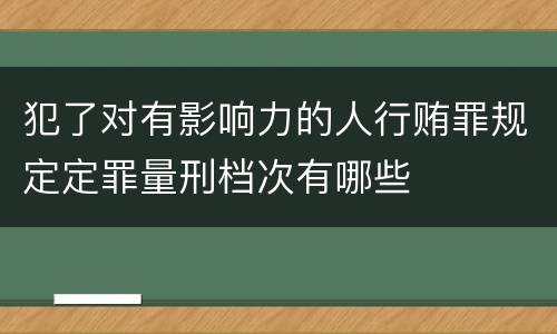 犯了对有影响力的人行贿罪规定定罪量刑档次有哪些