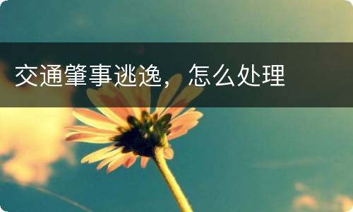 交通肇事逃逸，怎么处理