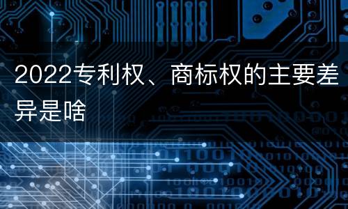 2022专利权、商标权的主要差异是啥