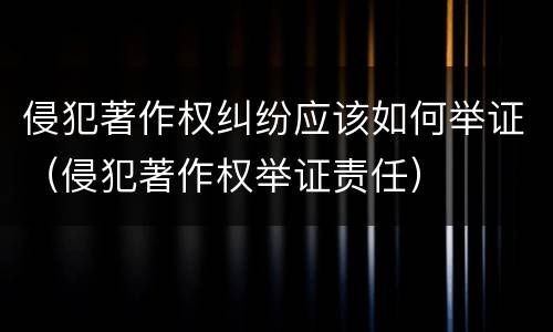 侵犯著作权纠纷应该如何举证（侵犯著作权举证责任）
