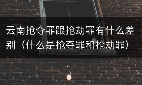 云南抢夺罪跟抢劫罪有什么差别（什么是抢夺罪和抢劫罪）
