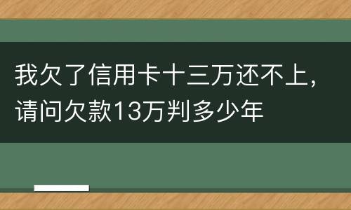 我欠了信用卡十三万还不上，请问欠款13万判多少年