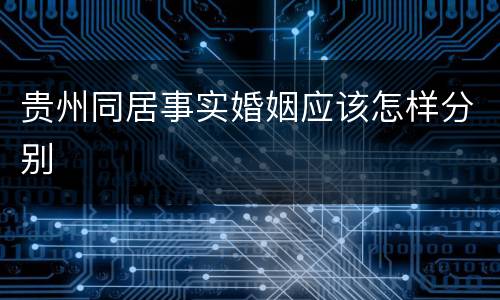 贵州同居事实婚姻应该怎样分别