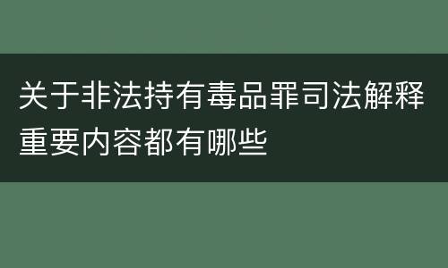 关于非法持有毒品罪司法解释重要内容都有哪些