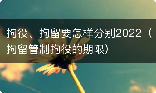 拘役、拘留要怎样分别2022（拘留管制拘役的期限）