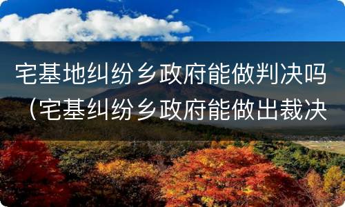 宅基地纠纷乡政府能做判决吗（宅基纠纷乡政府能做出裁决吗）