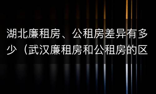 湖北廉租房、公租房差异有多少（武汉廉租房和公租房的区别）