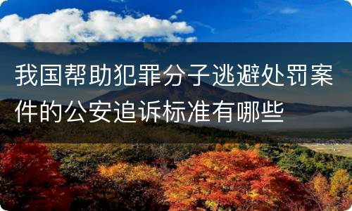 我国帮助犯罪分子逃避处罚案件的公安追诉标准有哪些
