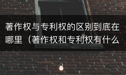 著作权与专利权的区别到底在哪里（著作权和专利权有什么区别）