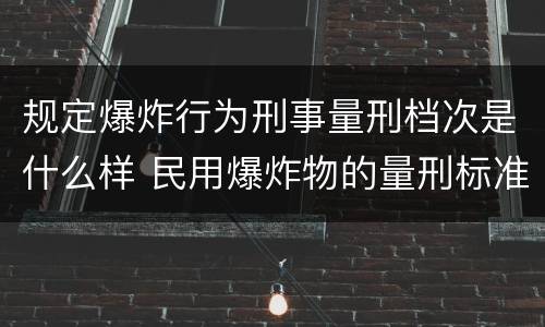 规定爆炸行为刑事量刑档次是什么样 民用爆炸物的量刑标准