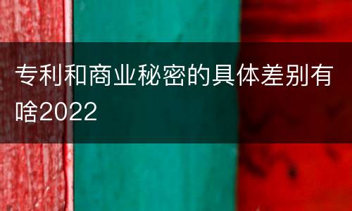 专利和商业秘密的具体差别有啥2022