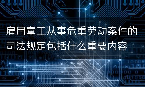 雇用童工从事危重劳动案件的司法规定包括什么重要内容