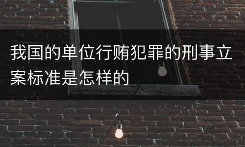 我国的单位行贿犯罪的刑事立案标准是怎样的