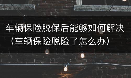 车辆保险脱保后能够如何解决（车辆保险脱险了怎么办）
