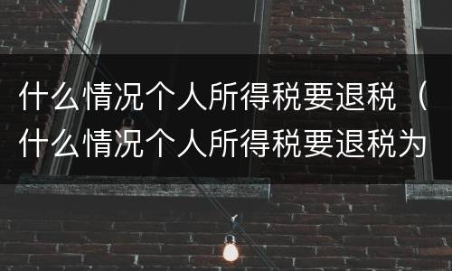 什么情况个人所得税要退税（什么情况个人所得税要退税为0）