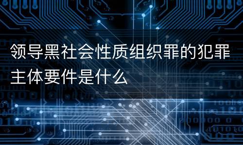 领导黑社会性质组织罪的犯罪主体要件是什么