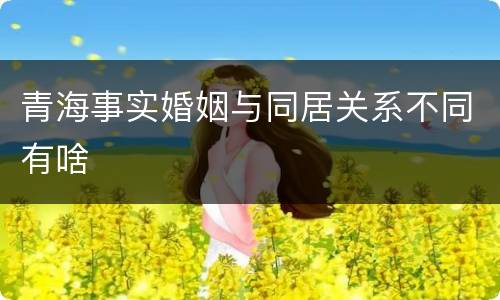 青海事实婚姻与同居关系不同有啥