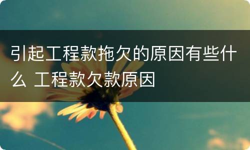 引起工程款拖欠的原因有些什么 工程款欠款原因