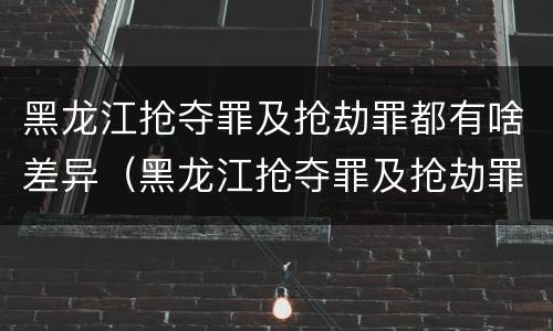 黑龙江抢夺罪及抢劫罪都有啥差异（黑龙江抢夺罪及抢劫罪都有啥差异呢）